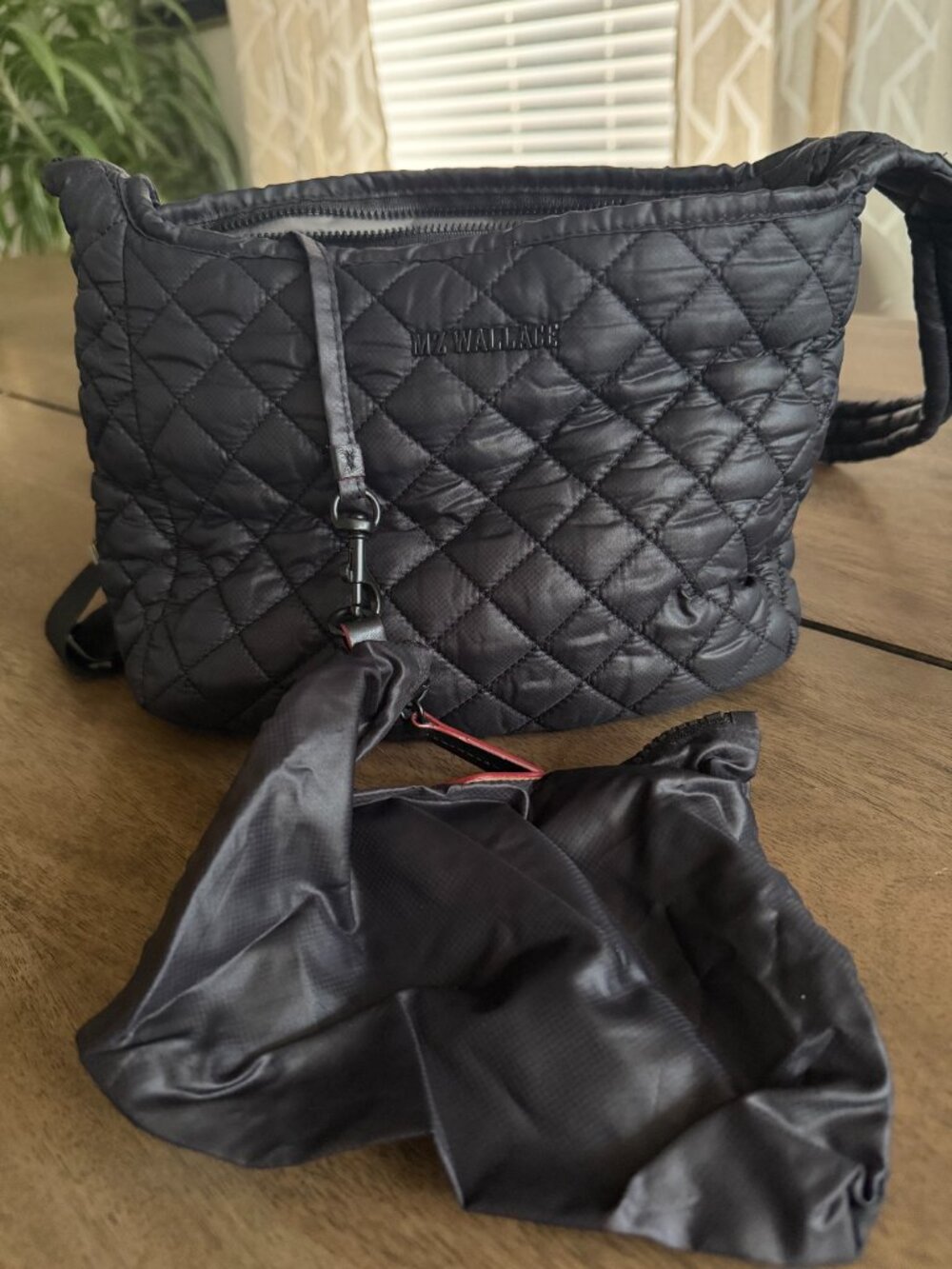 MZ Wallace Parker Deluxe Crossbody Black Quilted Nylon